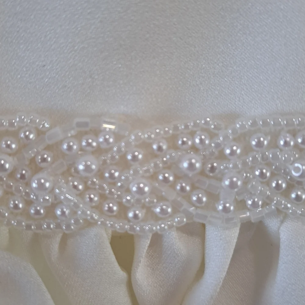 New Sweetie Pie Girls Size 2 Ivory Satin Flower Girl Dress Buttons Beaded Belt - Picture 6 of 12